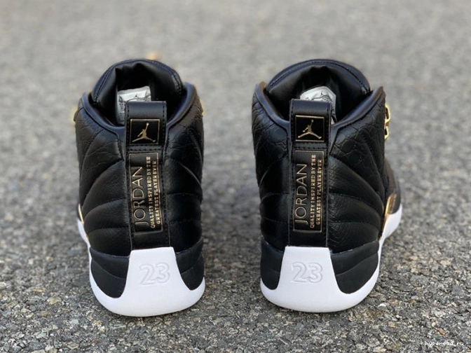 AO6068-007 Black Gold-White Retro Metallic Jordan 12 Air 'Reptile' 0821